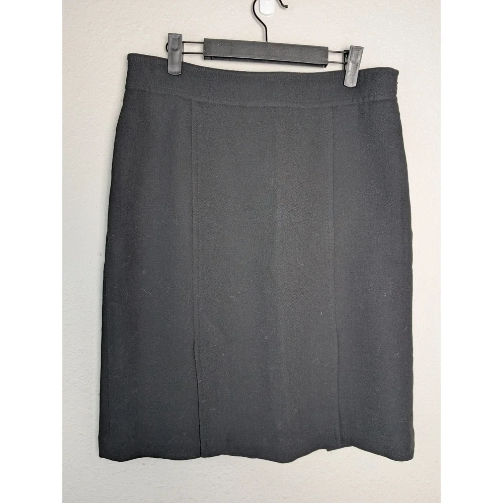Talbots Black 100% Wool Pencil Skirt Side Zip Lined Career Size 10